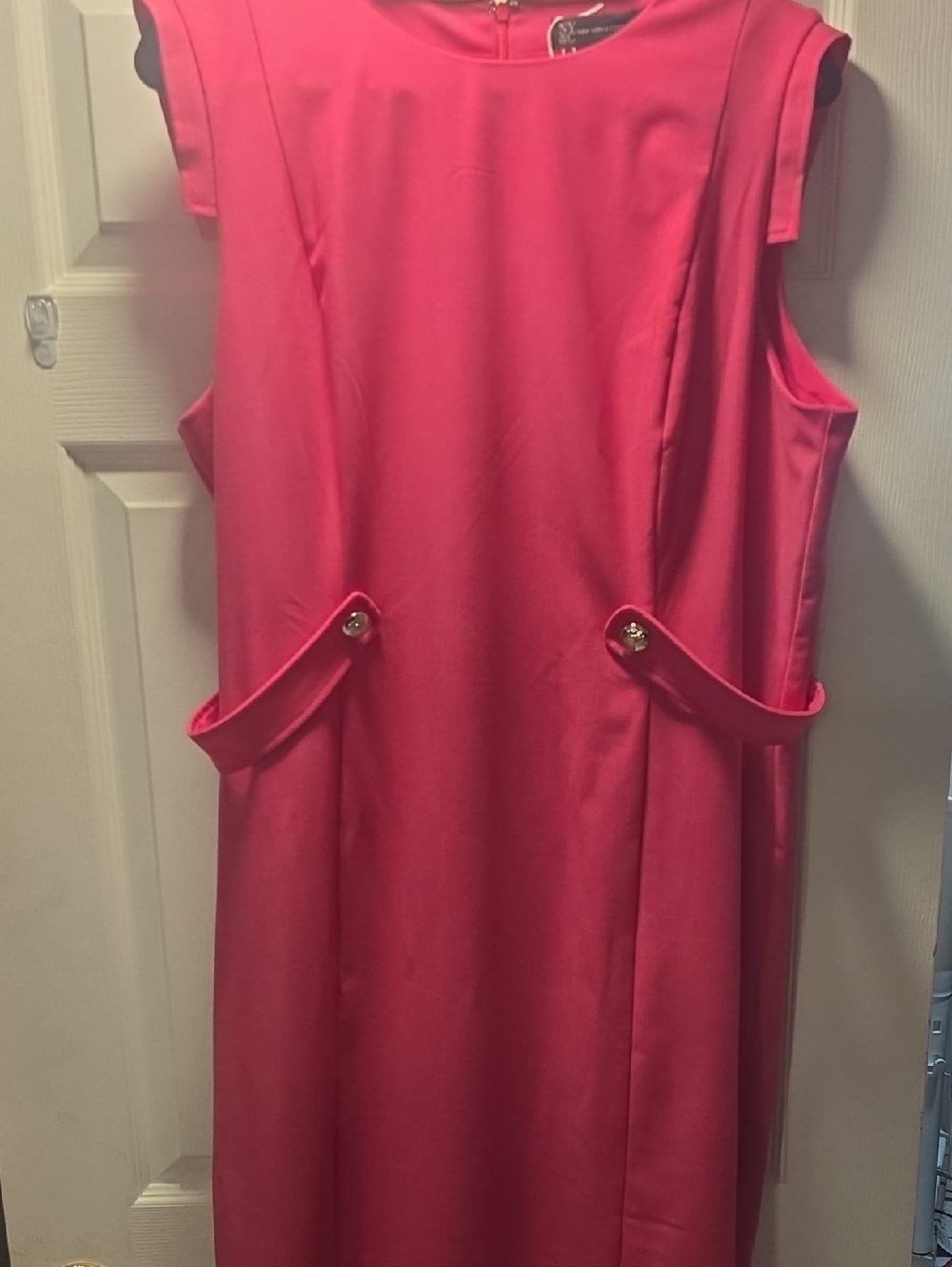 New York & Company Hot Pink Sleeveless Shift Dress with Decorative Tabs